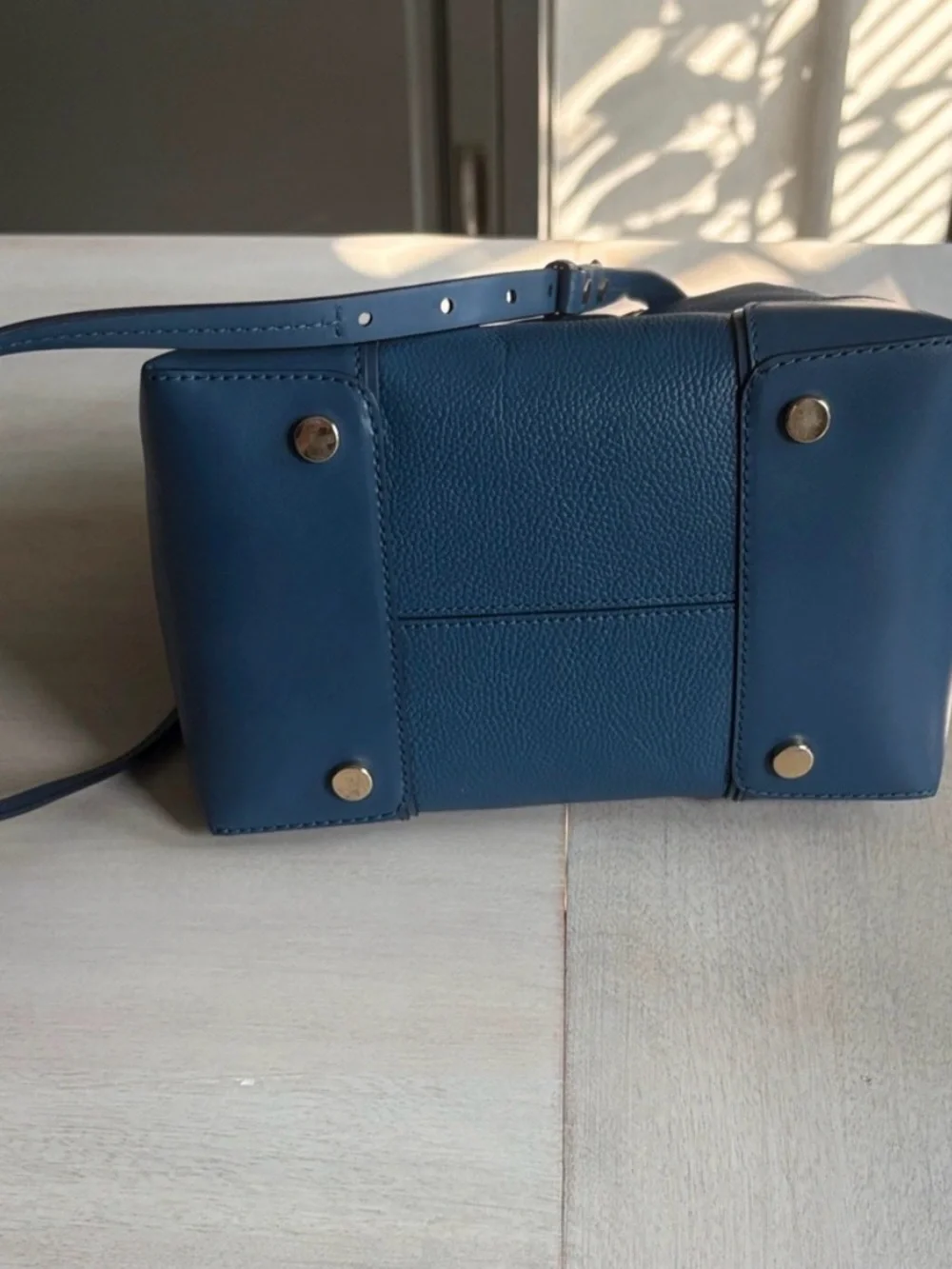 Michael Kors Navy Blue Pebbled Leather Drawstring Bucket Shoulder Bag